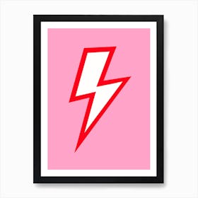 Red Lightning Flash on Pink Art Print