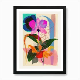 Monkey Orchid 1 Neon Flower Collage Art Print