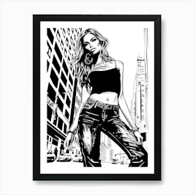 Mod Girl Black And White NYC 1 Art Print