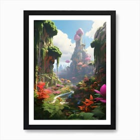 A Lush Forest Filled With Vibrant Colours Art Print
