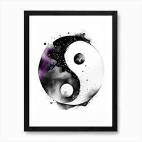 Black And White 1 Yin and Yang Watercolour Art Print