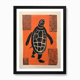 Turtle, Woodblock Animal  Drawing 4 Art Print