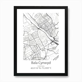 Bala Cynwyd,United States Minimalist Map Art Print