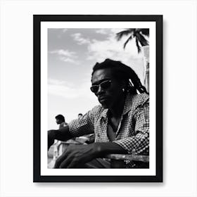 Man In Jamaica, Black And White Analogue Photograph 1 Art Print