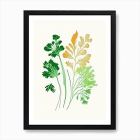 Cilantro Spices And Herbs Minimal Line Drawing 1 Art Print