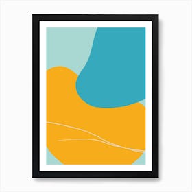Mita Teal And Yellow Bold Abstract Art Print