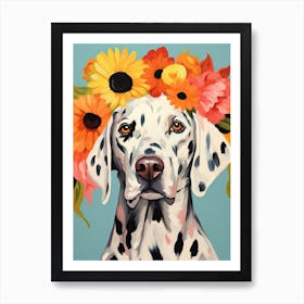 Dalmatian Portrait With A Flower Crown, Matisse Painting Style 4 Art Print