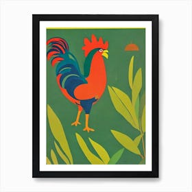Rooster Midcentury Illustration Bird Art Print