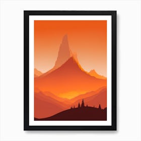 Misty Mountains Vertical Composition In Orange Tone 227 Art Print