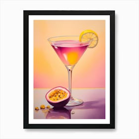 Passion Fruit Martini Cocktail With One Piece Of Passion Fruit On The Side Art Print