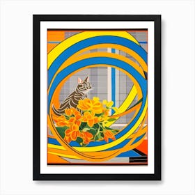 Freesia With A Cat 3 Abstract Expressionist Art Print