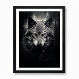 Wolf Portrait Black And White 3 Art Print