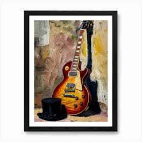 Guitar And Hat Art Print