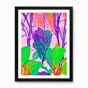 Red Cabbage Risograph Retro Poster vegetable Art Print