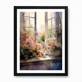 Cat In The Window Art Print