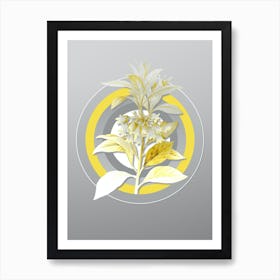 Botanical Chinese New Year Flower in Yellow and Gray Gradient n.138 Art Print