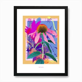 Gaillardia 2 Neon Flower Collage Poster Art Print