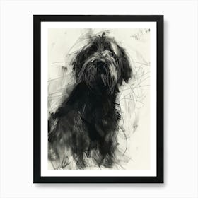 Petit Basset Griffon Vendeen Dog Charcoal Line 2 Art Print