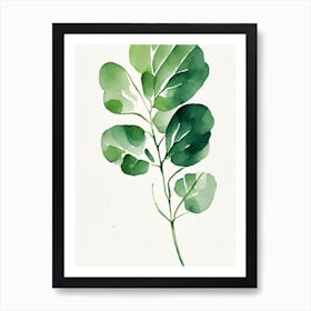 Watercress Leaf Minimalist Watercolour 2 Art Print