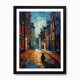 Painting Of Amsterdam With A Cat In The Style Of Expressionism 2 Art Print
