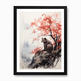 Animal, Japanese Brush Painting, Ukiyo E, Minimal 2 Art Print