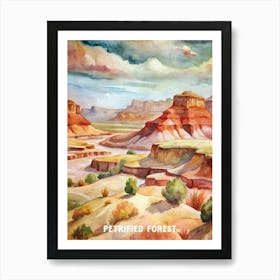 Petrified Forest National Park Watercolor Painting Art Print