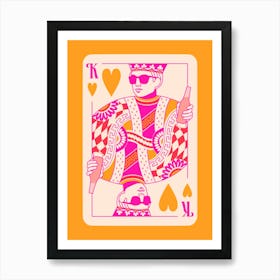 King Of Hearts Pink Orange Art Print