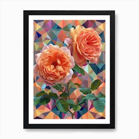 English Roses Painting Rose Geometric 1 Art Print