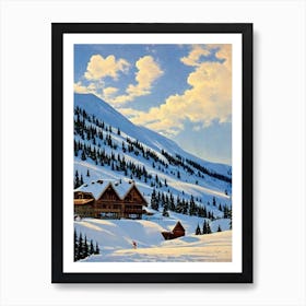 Pas De La Casa, Andorra Ski Resort Vintage Landscape 2 Skiing Poster Art Print