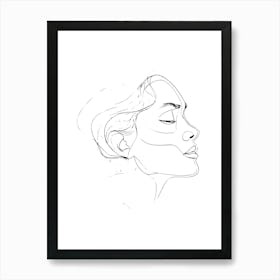 Portrait Of A Woman Minimalist Line Art Monoline Illustration 3 Art Print