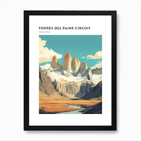 Torres Del Paine Circuit Chile 3 Hiking Trail Landscape Poster Art Print