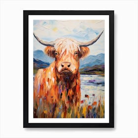 Colourful Impressionism Style Painting Of A Highland Cow 1 Art Print