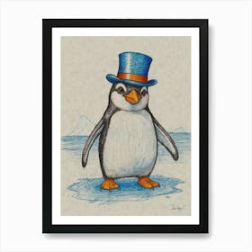 Penguin Hat Art Print