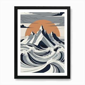 Waves And Mountains 1 Affiche