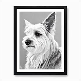 Cairn Terrier B&W Pencil Dog Art Print