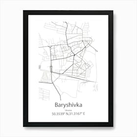 Baryshivka,Ukraine Minimalist Map Poster