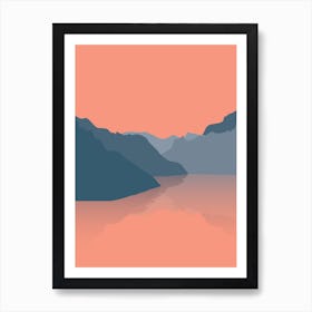 Nordic Dusk Minimalist Light Pink And Blue Art Print