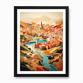 Barcelona, Spain, Geometric Illustration 1 Art Print