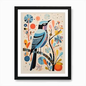 Colourful Scandi Bird Mockingbird 4 Art Print