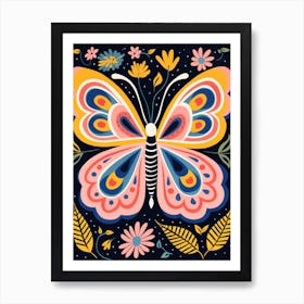 Butterfly With Flowers Art Print