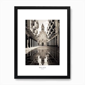 Poster Of Malaga, Spain, Black And White Analogue Photography 1 Art Print