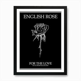 English Rose Black And White Line Drawing 26 Poster Inverted Art Print
