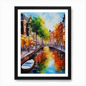 The city of Amsterdam, Netherlands, streets, cafes, passing by, the beauty of summer, oil colors.6 Art Print