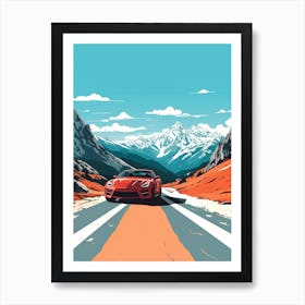 A Nissan Gt R In The Route Des Grandes Alpes Illustration 3 Art Print