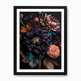 Moody Flowers In A Vase Art Print