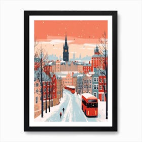 Retro Winter Illustration Edinburgh Scotland 5 Art Print