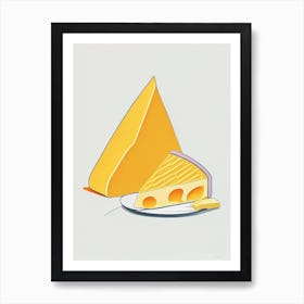 Emmental Cheese Dairy Food Minimal Line Drawing Art Print