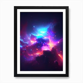 Galaxy Cluster Neon Nights Space Art Print