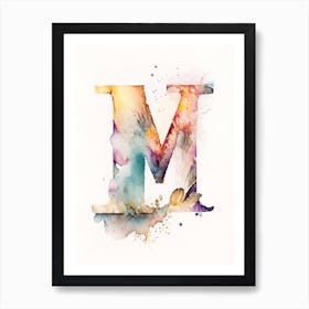 M, Letter, Alphabet Storybook Watercolour 4 Art Print