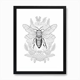 Insect Bee 1 William Morris Style Art Print